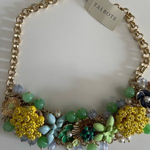 Talbots BN with tags green & yellow floral necklace